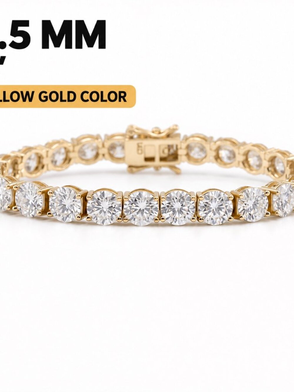 LEKANI 6.5mm Moissanite Tennis Bracelet S925 Gold 7 in